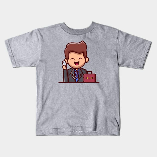 Businessman With Phone And Suitcase (2) Kids T-Shirt by Catalyst Labs